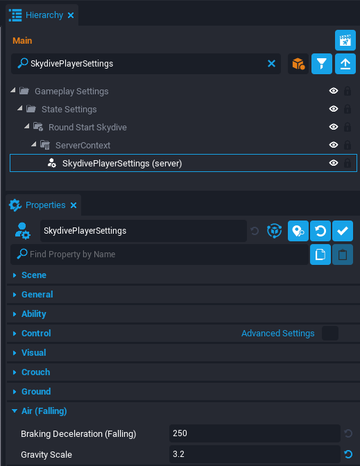 !Skydive Player Setting
