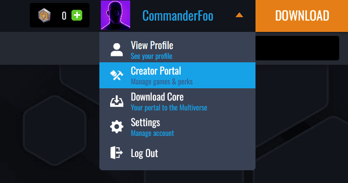 !Creator Portal Menu