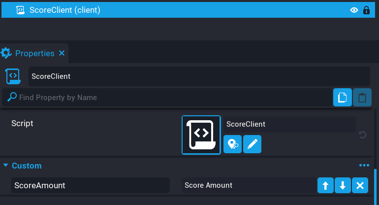 !Score Amount Property