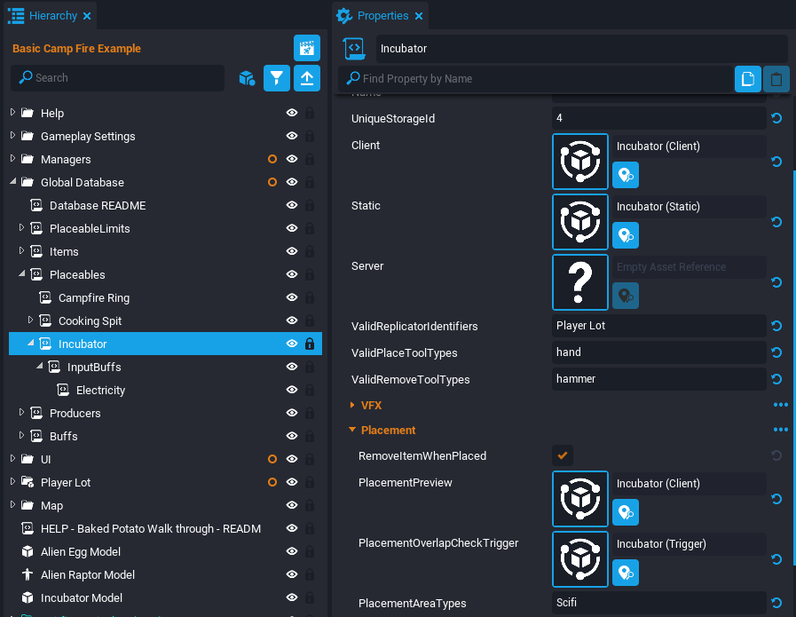 !Incubator Placeable Properties