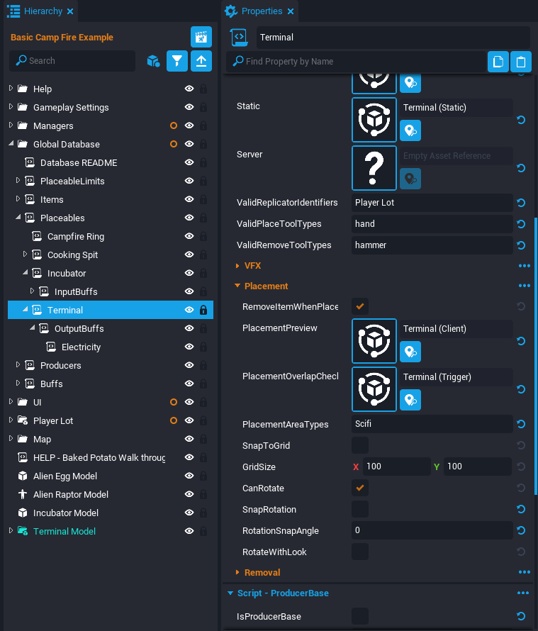 !Terminal Placeable Properties