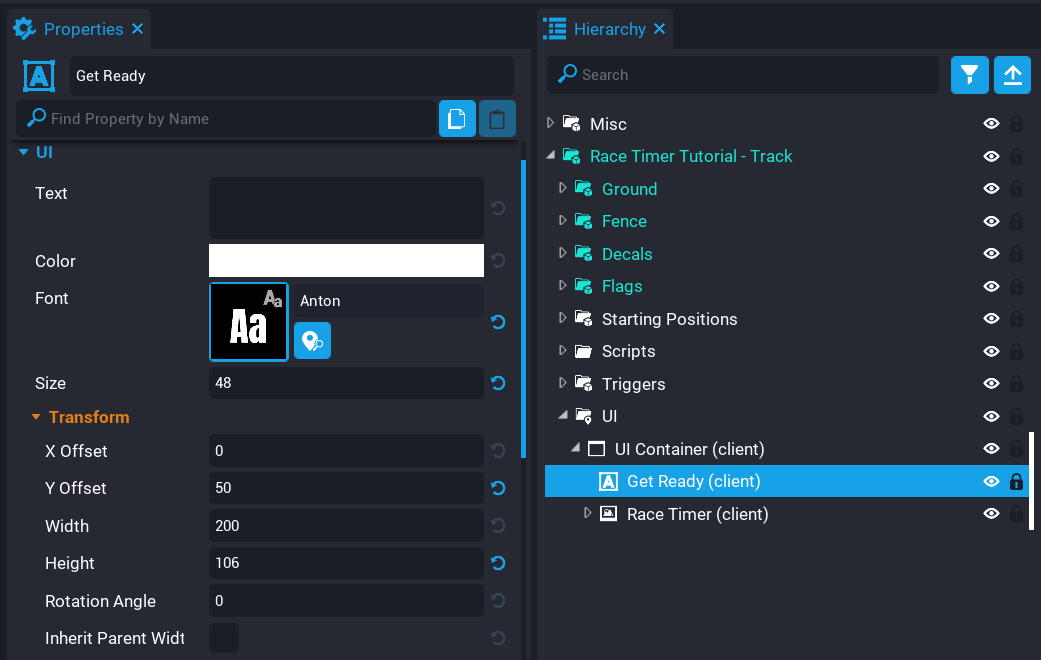 !UI Text Get Ready Properties