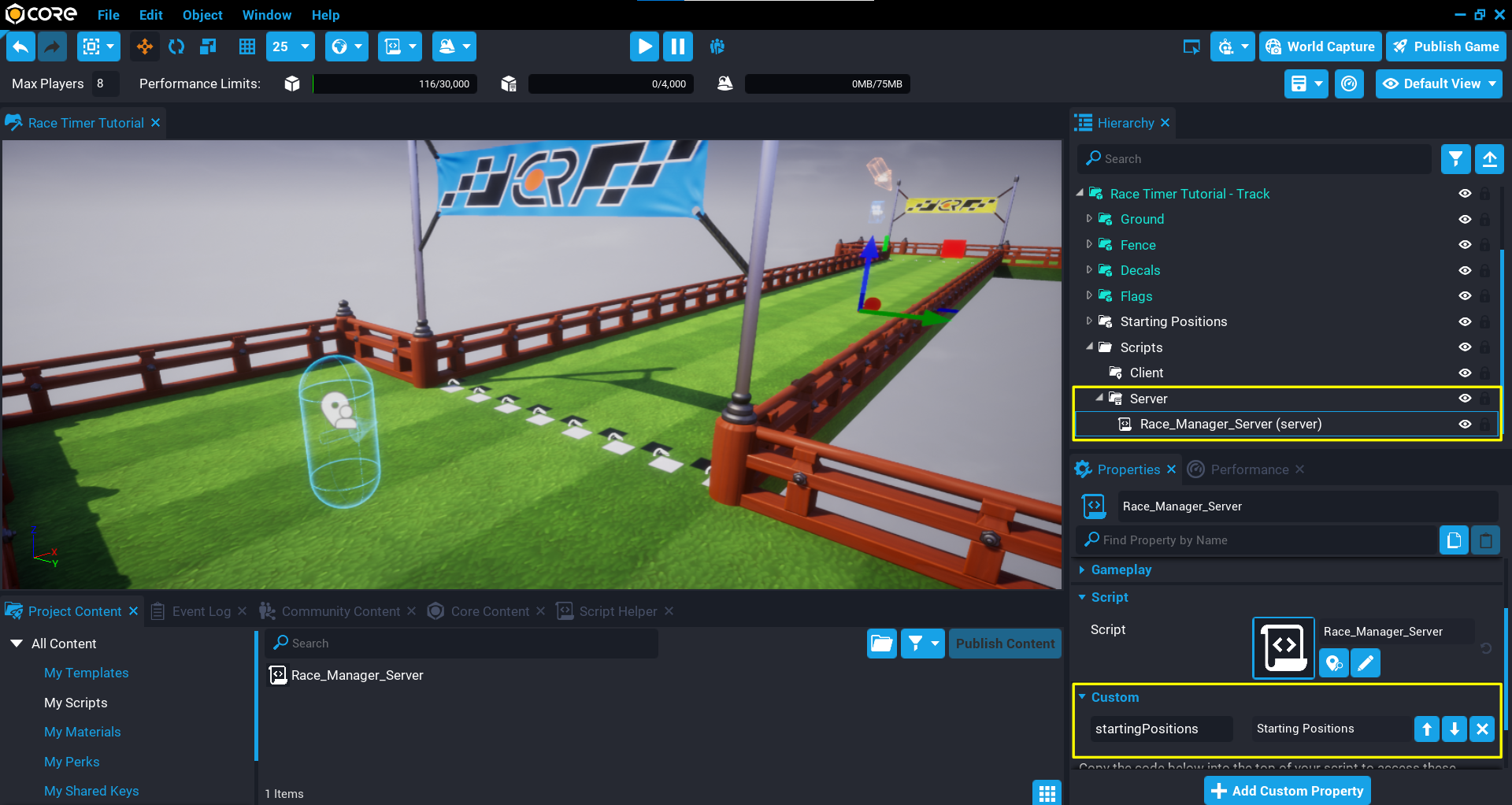 !RaceManager_Server Script and Custom Property