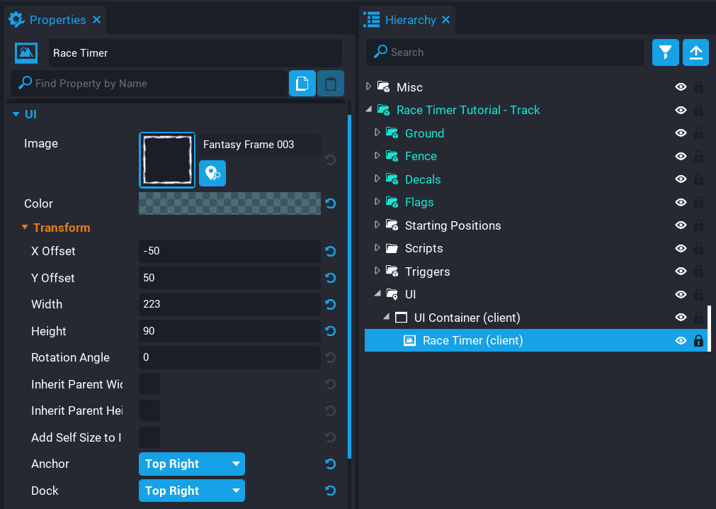 !Race Timer Image Properties