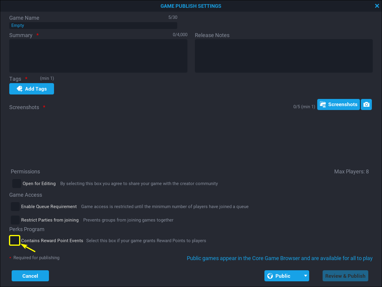 !Enable Reward Points